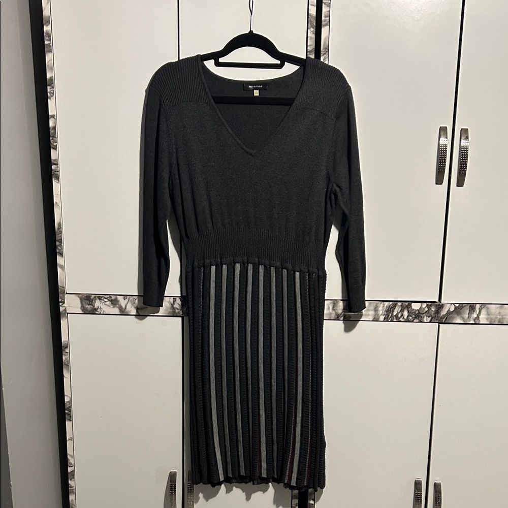 Spense Charcoal Gray Long Sleeve Dress